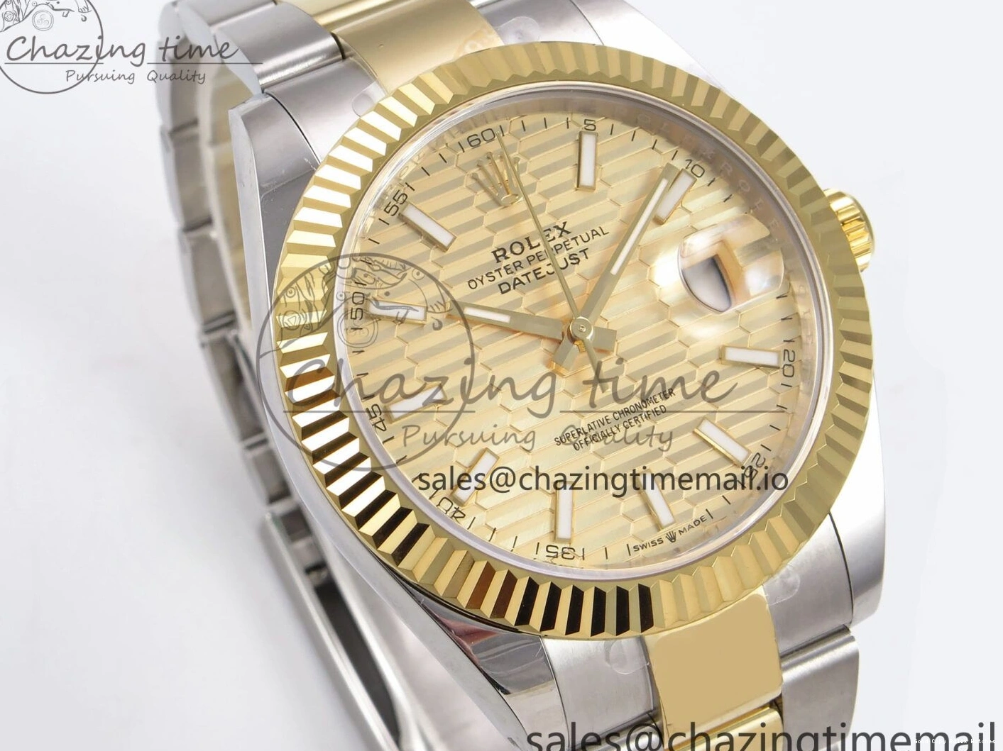 AAA Replica Watches Bracelet Thermal YG Best Edition Dial DateJust 41 Oyster 126333 EWEF SS on 976 YG Textured A 0104